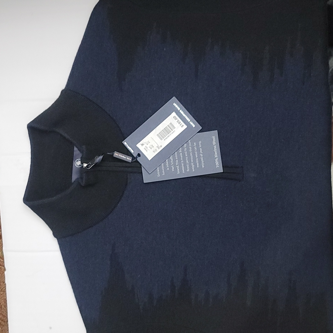 Hart Schaffner Marx Navy Diamond Dobby Quarter -Zip Pullover Crewneck Sweater